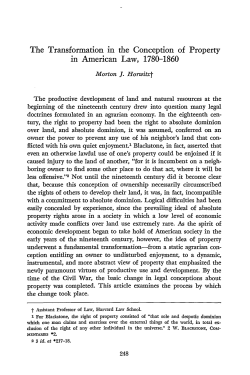 The Transformation in the Conception of Property in American Law