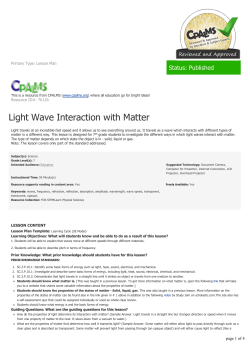 Light Wave Interaction with Matter