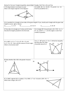 Review for Test over Triangle Inequalities, Special Right Triangles