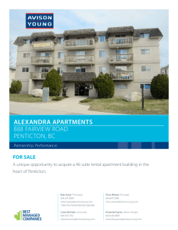 alexandra apartments 888 FAirview roAd Penticton, Bc
