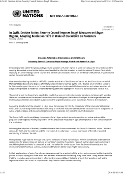 In Swift, Decisive Action, Security Council Imposes Tough Measures