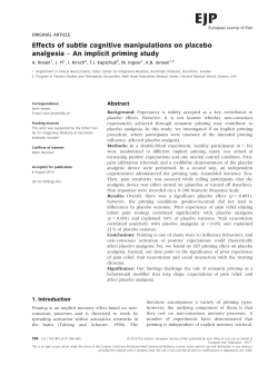 Effects of subtle cognitive manipulations on placebo analgesia