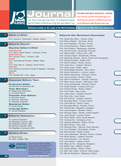 Editorial - Journal of Achievements in Materials and Manufacturing
