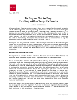 To Buy or Not to Buy: Dealing with a Target`s Bonds