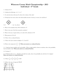 Whatcom County Math Championship – 2013 Individual – 4th Grade