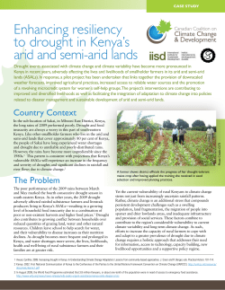 Enhancing resiliency to drought in Kenya`s arid and semi