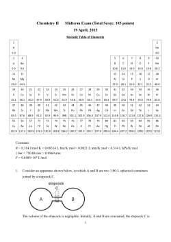 Chemistry II Midterm Exam (Total Score: 105 points) 19 April, 2013