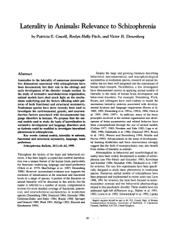 Laterality in Animals: Relevance to Schizophrenia