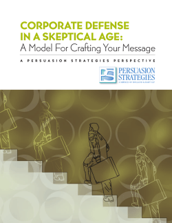 Corporate Defense in a Skeptical Age: A Model for Crafting your