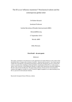 The EU as an `influence maximiser`? Neoclassical realism and the