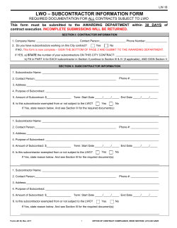 lwo &ndash; subcontractor information form