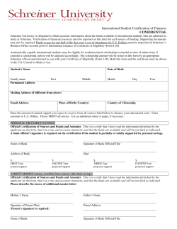Schreiner University International Student Certification of Finances