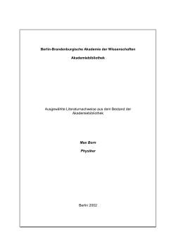 Born, Max - BBAW - Bibliothek - Berlin