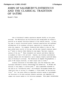 john of salisbury`s entheticus and the classical tradition of satire