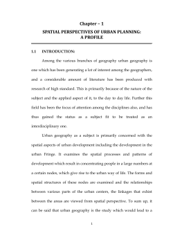 Chapter &ndash; 1 SPATIAL PERSPECTIVES OF URBAN
