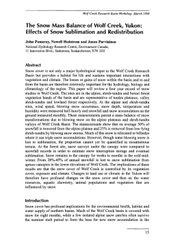 The Snow Mass Balance of Wolf Creek, Yukon: Effects of Snow