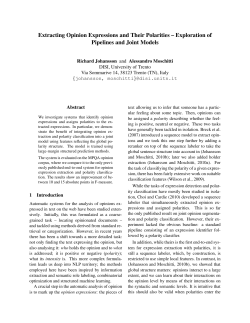 Extracting Opinion Expressions and Their Polarities &ndash; Exploration of