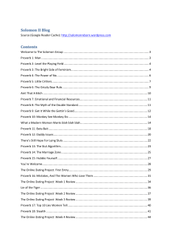 Solomon II Blog Contents