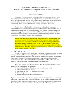 TEACHING UNPREPARED STUDENTS: Strategies for Promoting