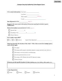 Campus Security Authority Crime Report Form