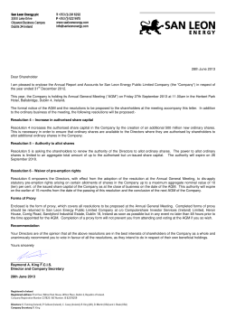 Dear Shareholder I am pleased to enclose the