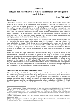 Chapter 6 Religion and Masculinities in Africa: its impact on HIV and