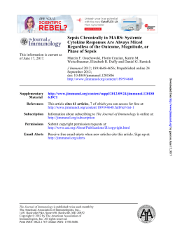 Phase of Sepsis Regardless of the Outcome, Magnitude, or Cytokine