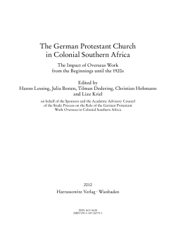 The German Protestant Church in Colonial Southern Africa