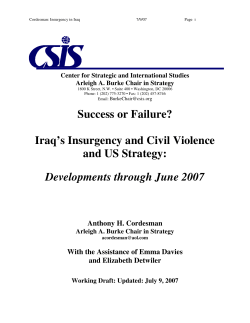 Iraq`s Insurgency and Civil Violence and US Strategy