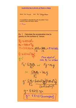 Ex. 1 Calculate the acceleration due to gravity on the surface of Venus.
