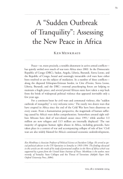 A &ldquo;Sudden Outbreak of Tranquility&rdquo;: Assessing the New Peace in Africa