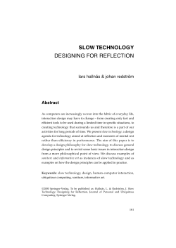 slow technology designing for reflection