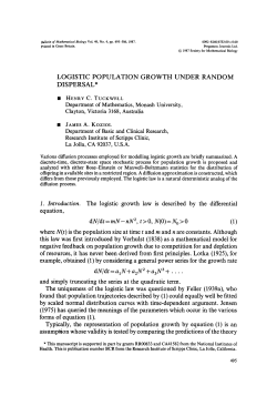 LOGISTIC POPULATION GROWTH UNDER RANDOM DISPERSAL