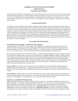 ALBERTA LENTIC WETLAND INVENTORY USER