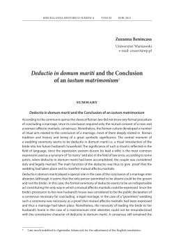 Deductio in domum mariti and the Conclusion of an iustum