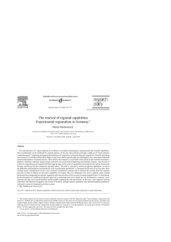 The renewal of regional capabilities Experimental regionalism in
