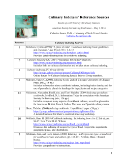 Culinary Indexers` Reference Sources