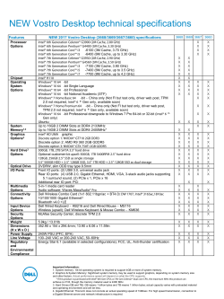 NEW Vostro Desktop technical specifications