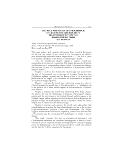 113 THE ROLE AND STATUS OF THE CATHOLIC CHURCH IN