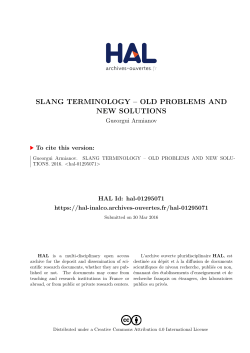 slang terminology &ndash; old problems and new solutions
