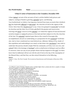 Urban II: Letter of Instruction to the Crusaders, December 1095