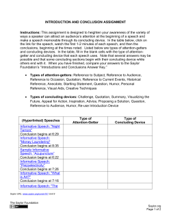 INTRODUCTION AND CONCLUSION ASSIGNMENT Instructions