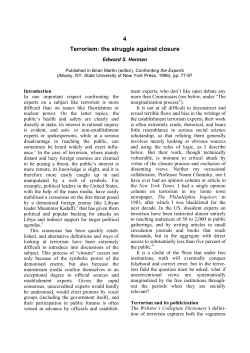 Terrorism: the struggle against closure