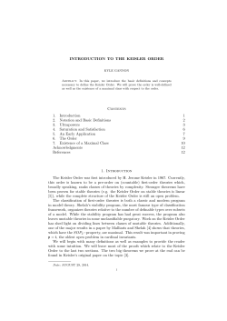 INTRODUCTION TO THE KEISLER ORDER Contents 1. Introduction
