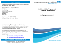 Developing mature speech St Helens Children`s Speech and