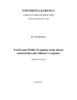 UNIVERZITA KARLOVA NATO and WMD: Evolution of the threat