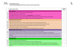 GCSE English Literature Personal Learning