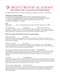Summer Reading List 2014: 12th Grade Literature and Composition