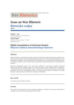 Issue on War Rhetoric Retoryka wojny
