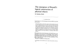 The Emergence of Russell`s Logical Construction of Physical Objects